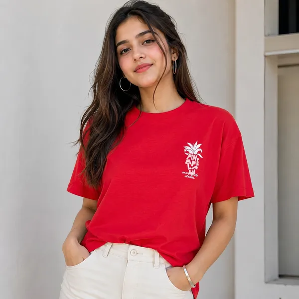 Women_Red_Color_Cotton_Fabric_Super_Comfortable_T-Shirt(Rhea_T-Shirt).