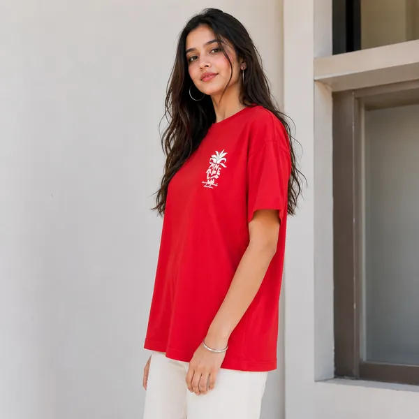 Women_Red_Color_Cotton_Fabric_Super_Comfortable_T-Shirt(Rhea_T-Shirt).