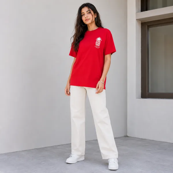 Women_Red_Color_Cotton_Fabric_Super_Comfortable_T-Shirt(Rhea_T-Shirt).