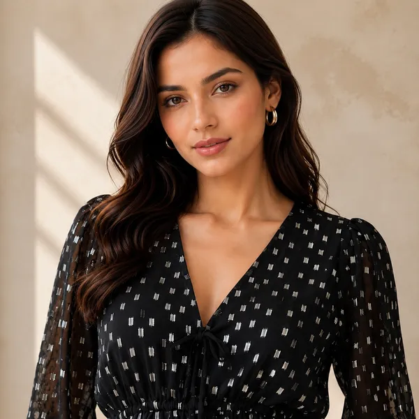 Women_Black_Color_Silver_Metallic_Dots_Fabric_Peplum_Top(Alina_Top)