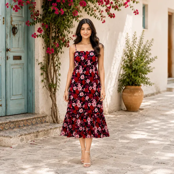 Women_Black_With_Red_And_Pink_Floral_Printed__Midi__Rose_Dress_.