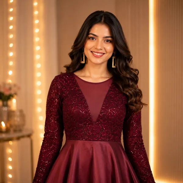 Women_Burgandy__Color_Sequenced__Party_wear_Dress(Siena_Dress)