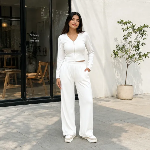 Women_Classic_White_Ribbed_Fabric_(100%Viscose)_Ria_Co-Ord_-Set