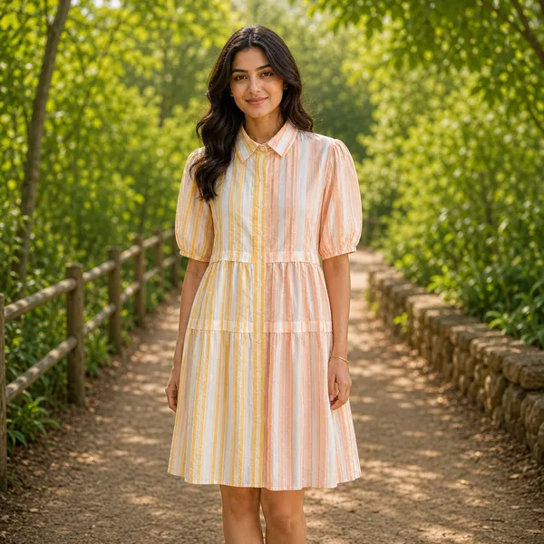 Women_Linen_Fabric_Striped_Design_Dress