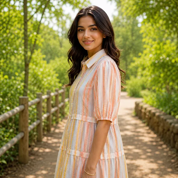 Women_Linen_Fabric_Striped_Design_Dress