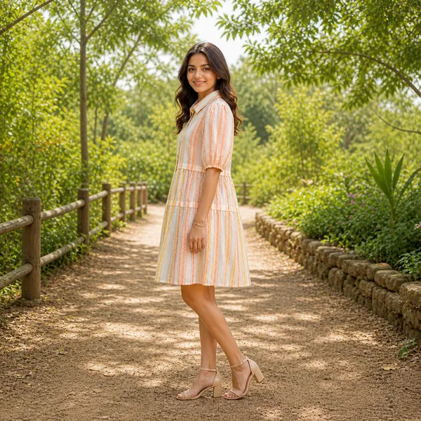 Women_Linen_Fabric_Striped_Design_Dress
