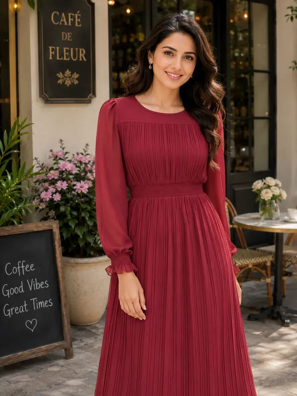 Women_Rust_Color_Midi_Length_Pleated_Designer_Dress_(Maira_Dress)