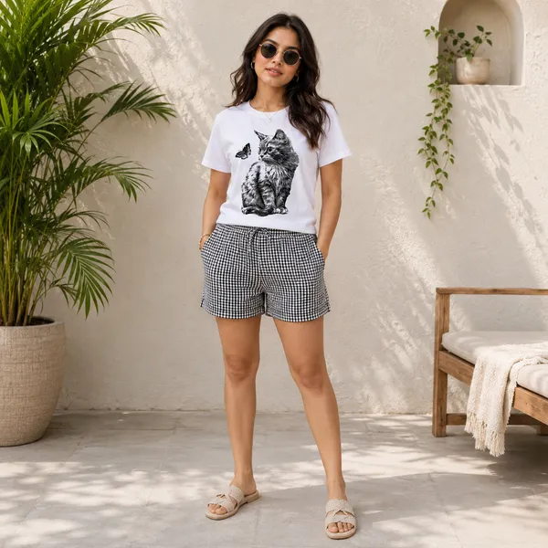 Women_Trendy_Black_And__White_Gingham_Check_Shorts.
