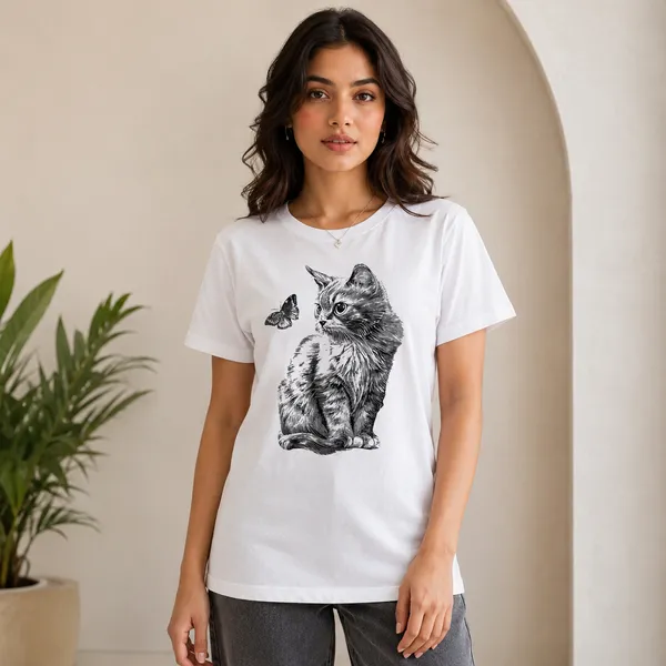 Women_White_Color_Cotton_Fabric_Cat_Print_T-Shirt_(Mimi_T-Shirt)