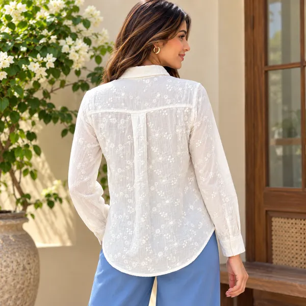 Women_White_Color_Pure_Cotton_Fabric__Emroidered__Designer_Shirt(Zara_Shirt).