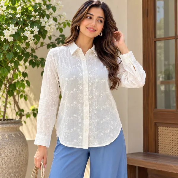 Women_White_Color_Pure_Cotton_Fabric__Emroidered__Designer_Shirt(Zara_Shirt).