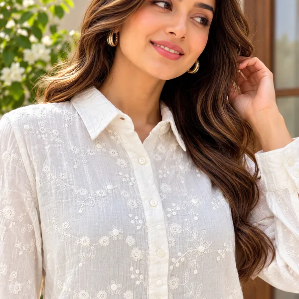 Women_White_Color_Pure_Cotton_Fabric__Emroidered__Designer_Shirt(Zara_Shirt).