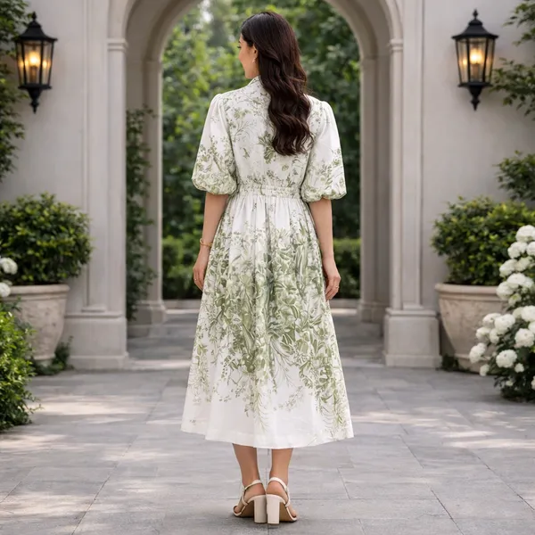 Women_White_and_green__color_summer_printed_midi_dress