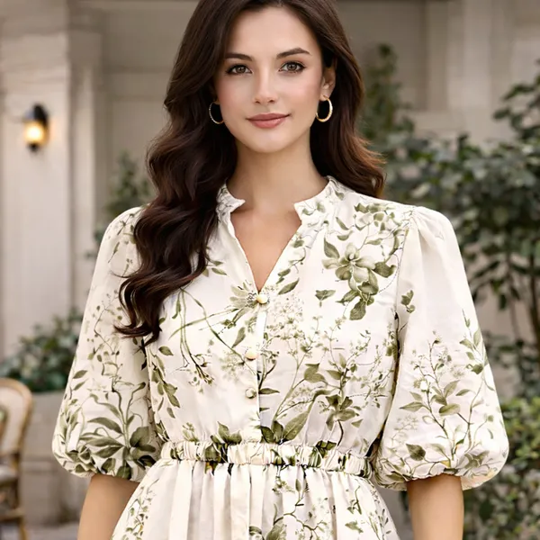 Women_White_and_green__color_summer_printed_midi_dress