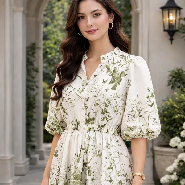 Women_White_and_green__color_summer_printed_midi_dress