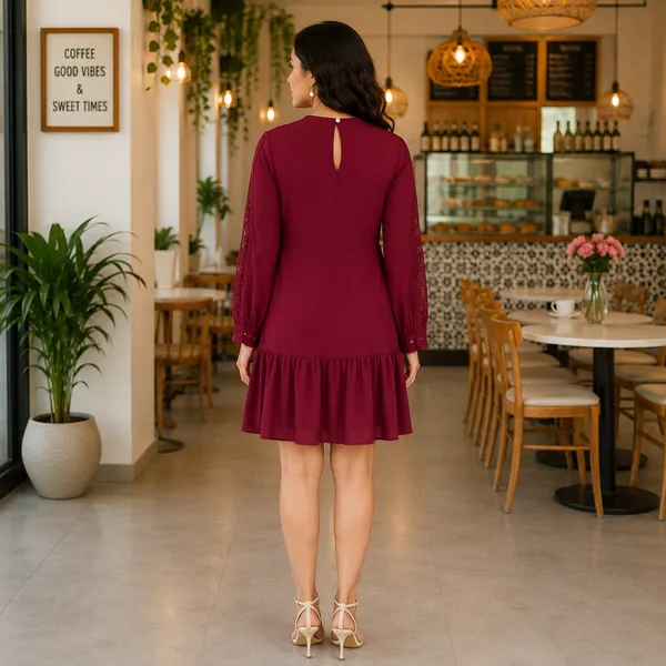 Women_Wine__Color_Knee_Length_Lace_Detail_Designer_Dress_(Shanaya_Dress)