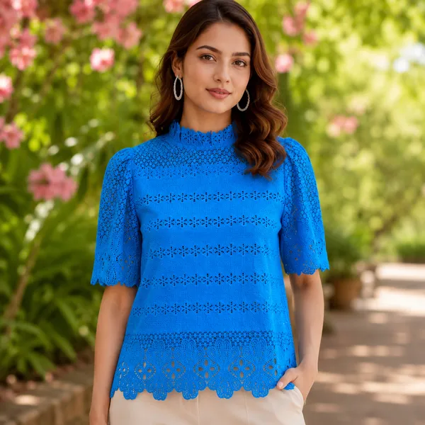 Women__Blue_Color_Cotton_And_Lace_Fabric_Designer_Top
