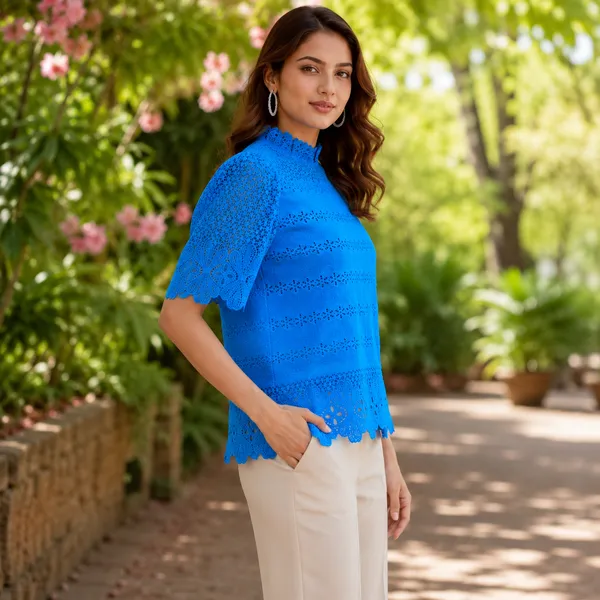 Women__Blue_Color_Cotton_And_Lace_Fabric_Designer_Top