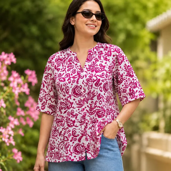 Women__Super_Soft_Fabric_White_And_Pink_Color_Floral_Printed_Tunic.