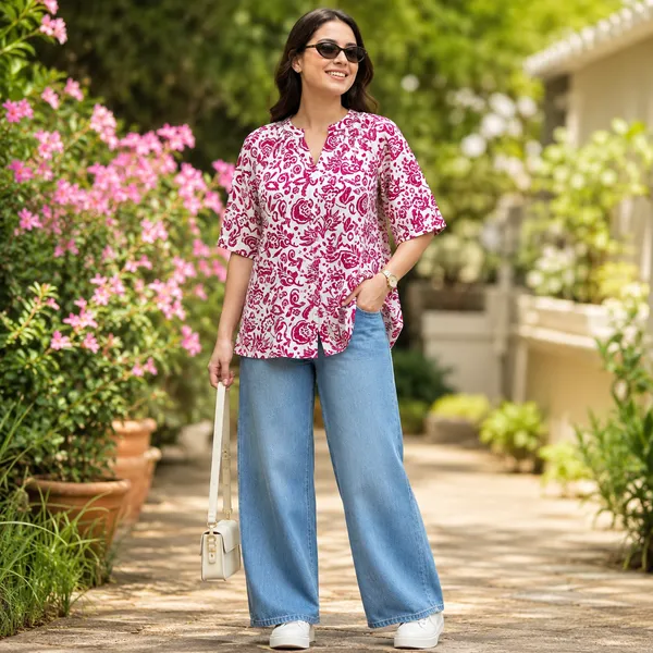Women__Super_Soft_Fabric_White_And_Pink_Color_Floral_Printed_Tunic.