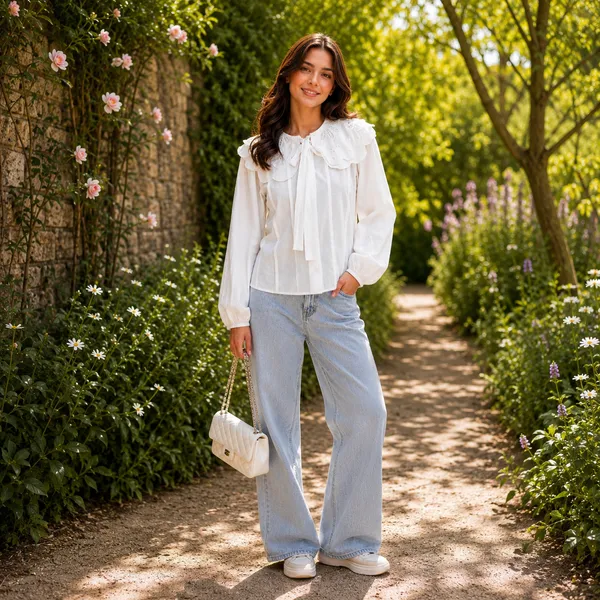 Women__White_Color_Pure_Cotton__Fabric__Schiffli_Emroidered_Scallop_Collar_Designer_Shirt