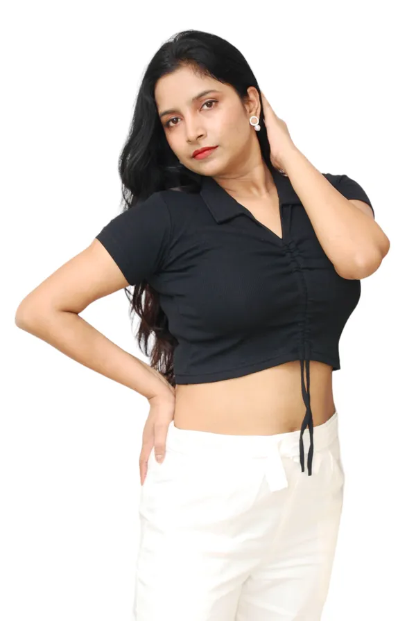 Black_Front_Ruched_Ribbed_Fabric_Crop_Top_For_Women