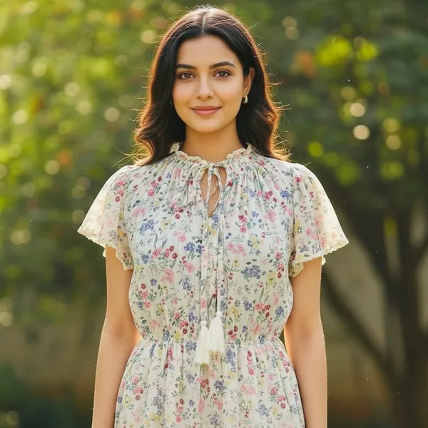 Off_White_Colour_Ditsy_Floral_Printed_Summer_Dress_For_Women