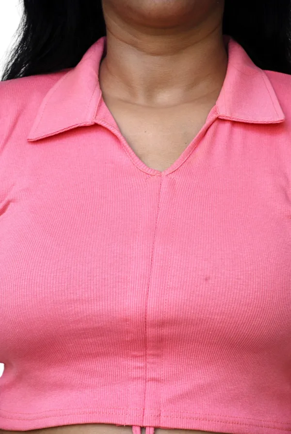 Pink_Front_Ruched_Ribbed_Fabric_Crop_Top_For_Women