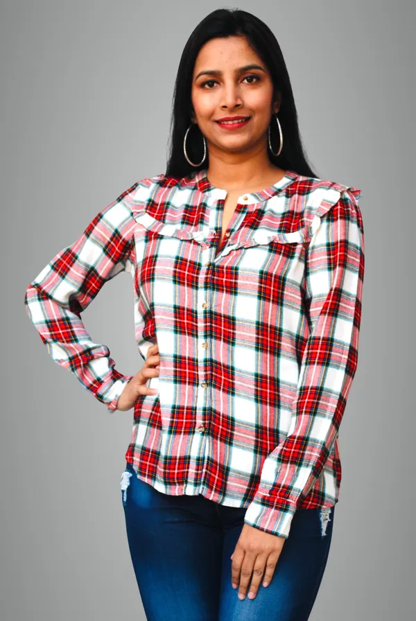 Regular_Fit_Checkered_Button_Down_Collar_Casual_Shirt_For_Women