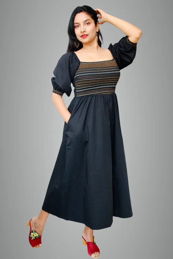 Black_Embroidered_Off_Shoulder_Midi_Dress_For_Women
