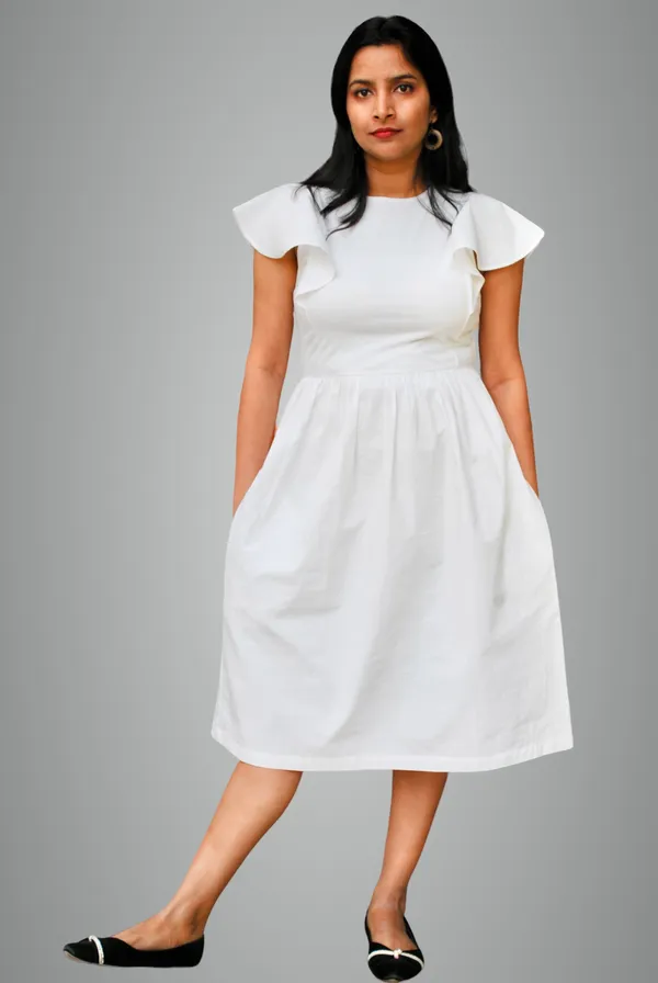White_Fit_And_Flare_Cotton_Dress_For_Women
