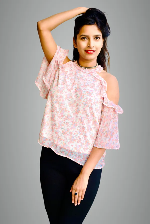 White_And_Pink_Floral_Printed_Cold_Shoulder_Top_For_Women