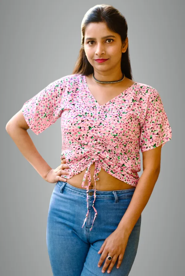 Pink_Printed_Ruched_Crop_Top_For_Women