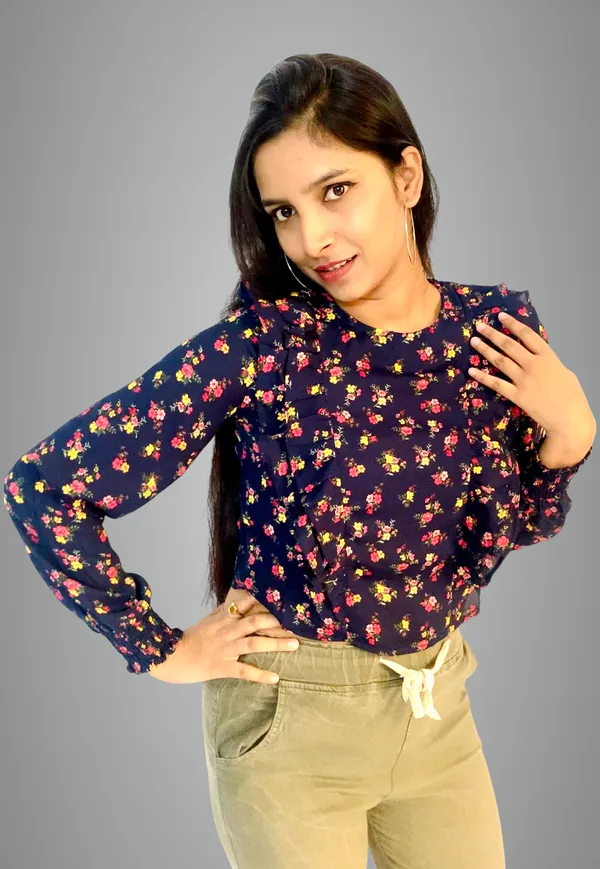 Navy_Blue_Printed_Ruffle_Style_Crop_Top_For_Women