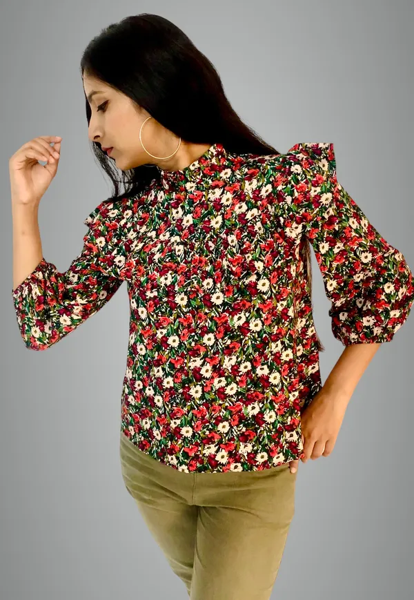 Floral_Printed_Ruffle_Yoke_Top_For_Women