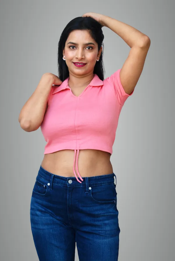 Pink_Front_Ruched_Ribbed_Fabric_Crop_Top_For_Women