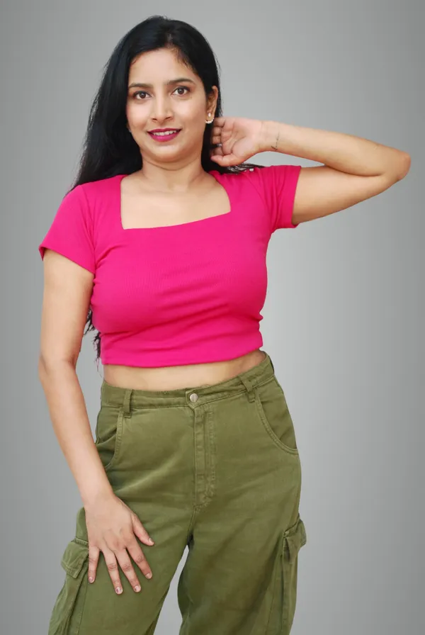 Fuchsia_Pink_Square_Neck_Crop_Top_For_Women