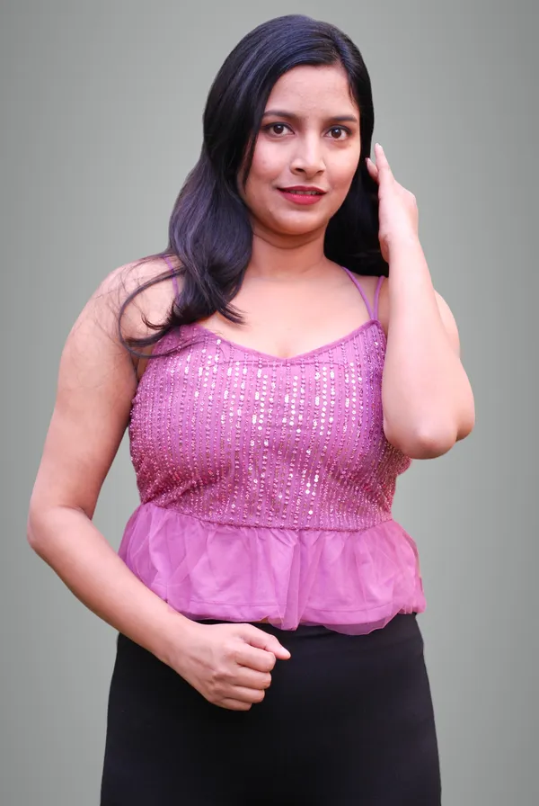 Noodle_Straps_Embellished_Party_Wear_Pink_Top_For_Women