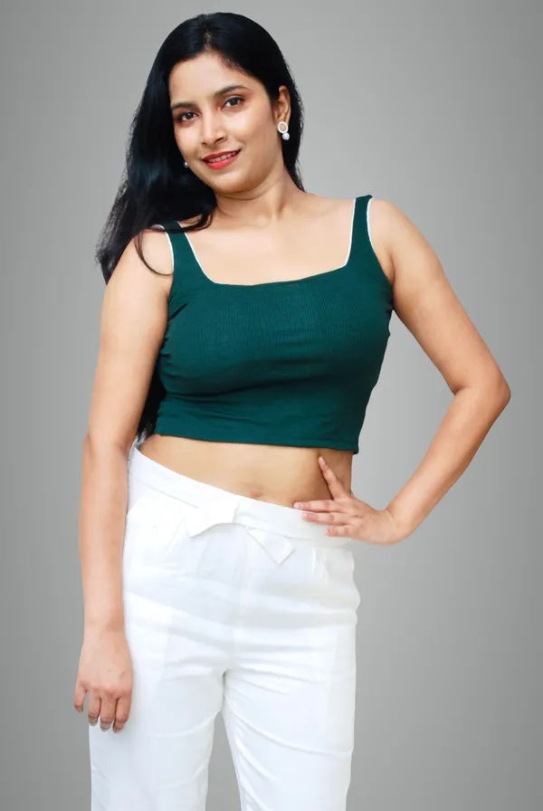 Bottle_Green_Square_Neck_Crop_Top_For_Women