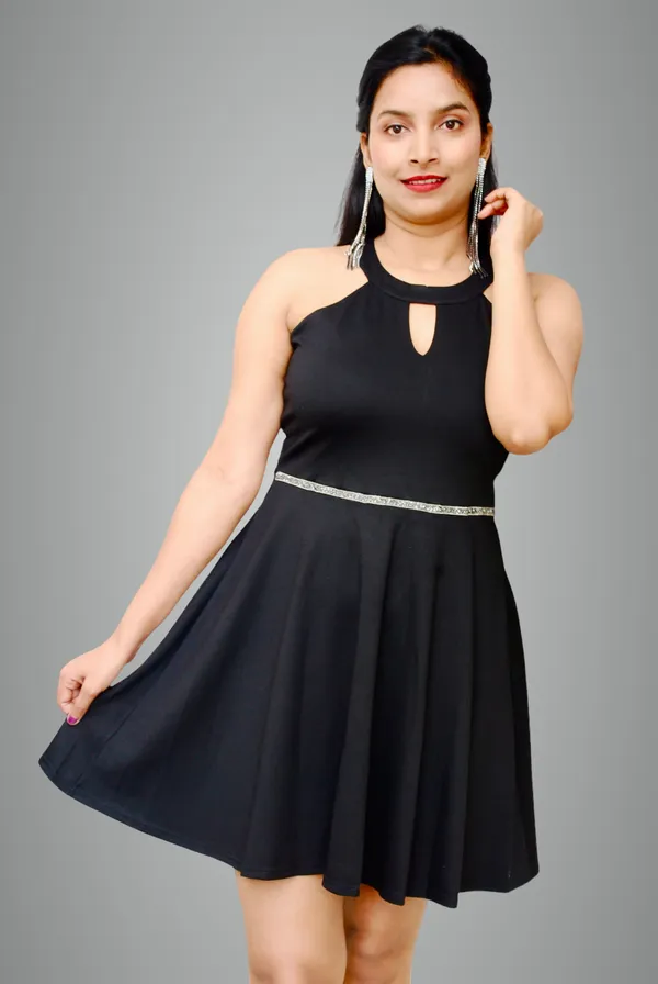 Fit_And_Flare_Black_Party_Wear_Embellished_Dress_For_Women