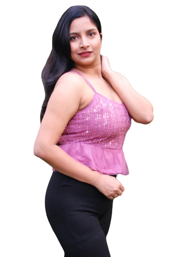 Noodle_Straps_Embellished_Party_Wear_Pink_Top_For_Women