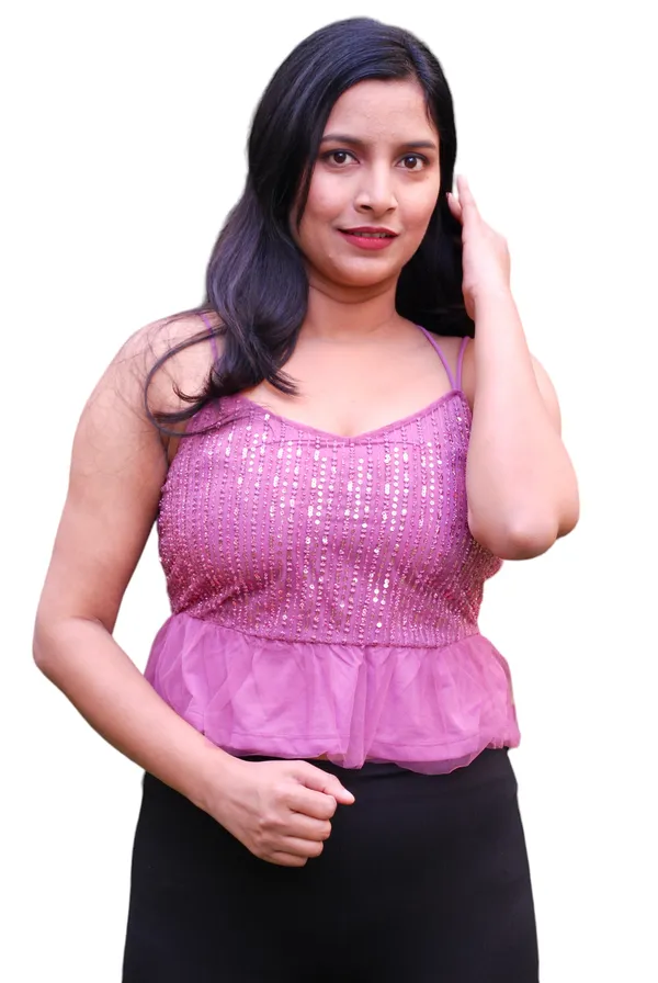 Noodle_Straps_Embellished_Party_Wear_Pink_Top_For_Women