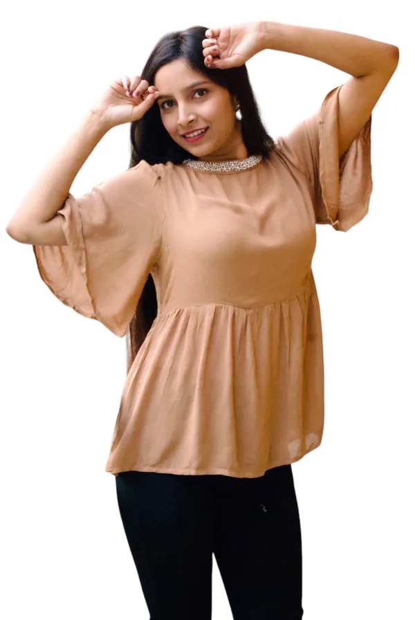 Beige_Neck_Pearl_Embellished_Top_For_Women