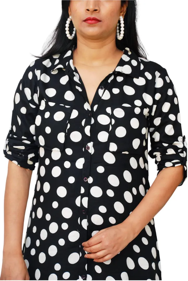 Black_And_White_Polka_Dot_Shirt_Dress_For_Women