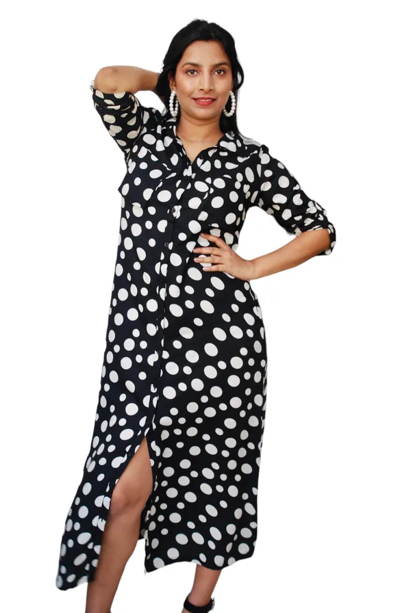 Black_And_White_Polka_Dot_Shirt_Dress_For_Women