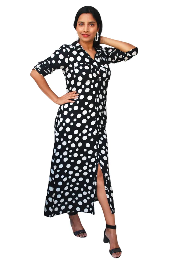 Black_And_White_Polka_Dot_Shirt_Dress_For_Women