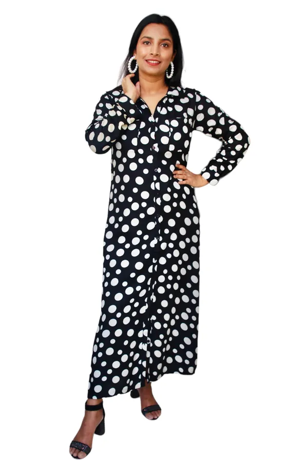 Black_And_White_Polka_Dot_Shirt_Dress_For_Women