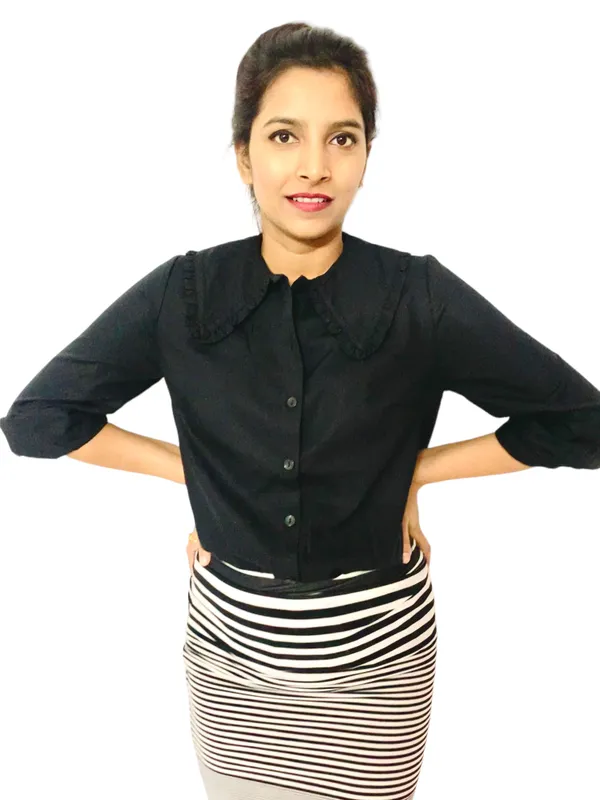 Black_Designer_Frill_Collar_Neck_Shirt_For_Women