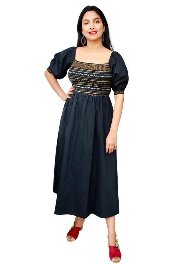 Black_Embroidered_Off_Shoulder_Midi_Dress_For_Women