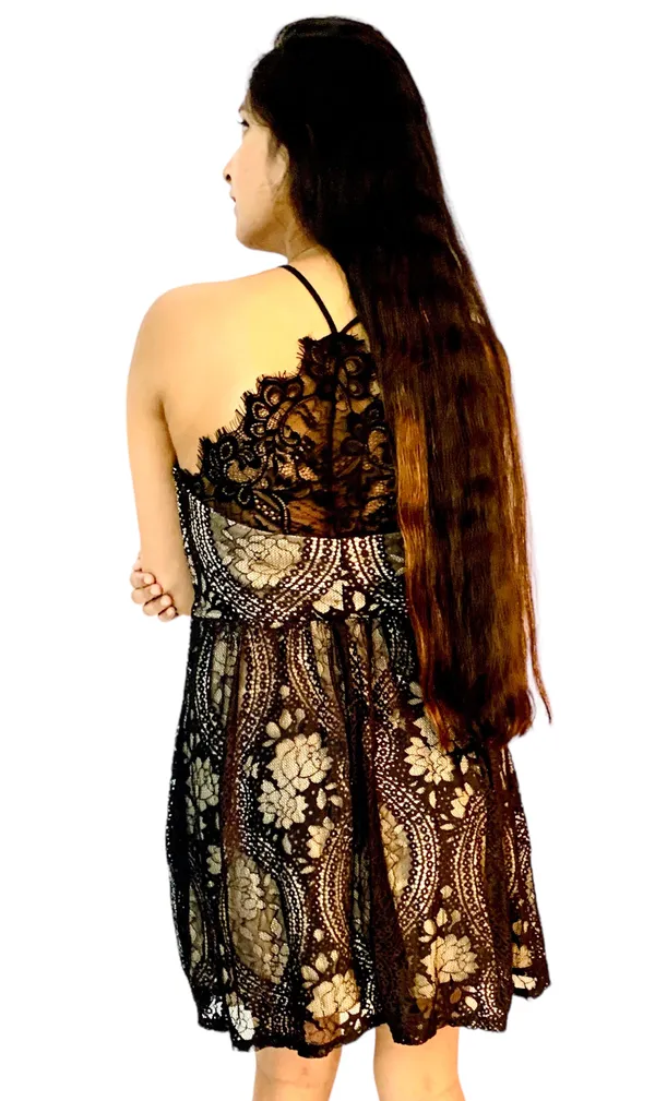 Black_Lace_Fabric_Party_Dress_For_Women